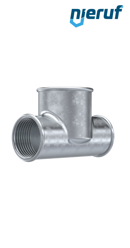 Tempergussfitting T-Stück Abzweig vergrößert Nr. 130, 3/4" x 1" Zoll verzinkt