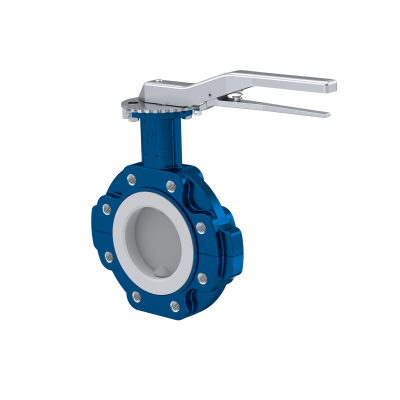 PFA-Absperrklappe PTFE AK10 DN80 PN10-PN16 Rasthebel EPDM Einlage
