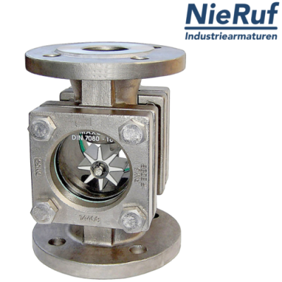 flange sight flow indicator DN125 - 5" Inch GS - C25 soda lime glass design with PTFE-spinner