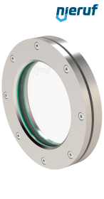Behälter-Schauglas DN150 - 6" Zoll BS04 Edelstahl 1.4571 Borosilikatglas 0,0 bar