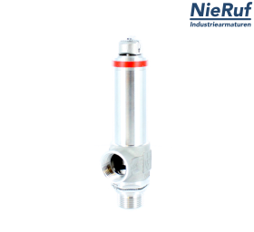 Kryo-Sicherheitsventil DN32 1 1/4" AG x 2" IG SV14, Edelstahl PTFE, mit Hebel