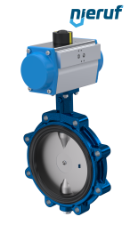 Absperrklappe DN 100 AK02 NBR-70-schwarz DVGW Gas pneumatischer Schwenkantrieb doppeltwirkend