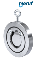 Zwischenflansch-Rückschlagklappe DN40 ZR01 Stahl 1.0460, verzinkt FKM (Viton)