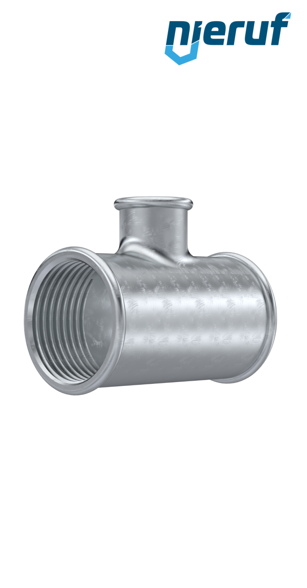 Tempergussfitting T-Stück Abzweig reduziert Nr. 130, 2" x 1" Zoll verzinkt