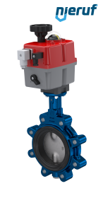 Absperrklappe DN 100 mit Gewindeaugen elektrischer Antrieb 24-240V DVGW Gas
