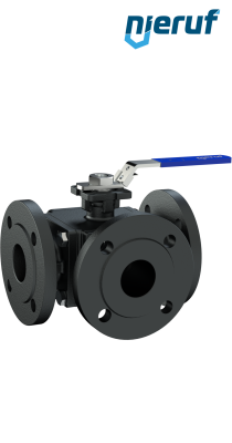valvola a sfera flangiata a tre vie DN25 FK08 incavo a forma di T in acciaio fuso 1.0619