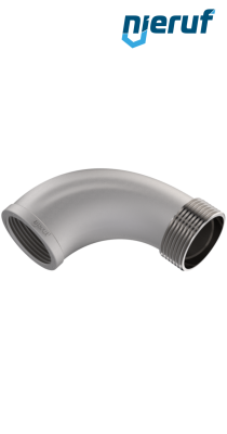 raccord coudé 1 1/2" pouce acier inoxydable 316 angle de 90° femelle x mâle