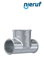 Tempergussfitting T-Stück Abzweig vergrößert Nr. 130, 1/2" x 3/4" Zoll verzinkt