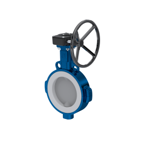 Absperrklappe PTFE AK09 DN200 ANSI150 Handradgetriebe Silikon Einlage