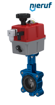 Absperrklappe DN 40 mit Gewindeaugen elektrischer Antrieb 24-240V FPM
