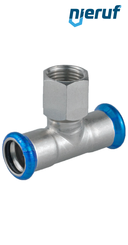 T-fitting Pressfitting F x F DN32 - 35,0 mm female thread 1" inch stainless steel