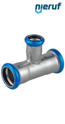 T-fitting reduced F x F Pressfitting DN50 x DN25 stainless steel