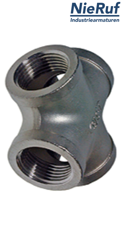 Kreuzstück 1/2" Zoll NPT Edelstahl 316 90° Winkel IG