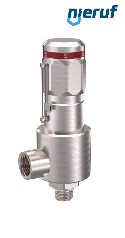 Hochdruck-Sicherheitsventil 1/4" AG X 1/2" IG SV15, Edelstahl MD / PAI, ohne Anlüftung