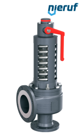 Flansch-Sicherheitsventil DN20/DN32 SF06, offene Federhaube PTFE, mit Anlüfthebel