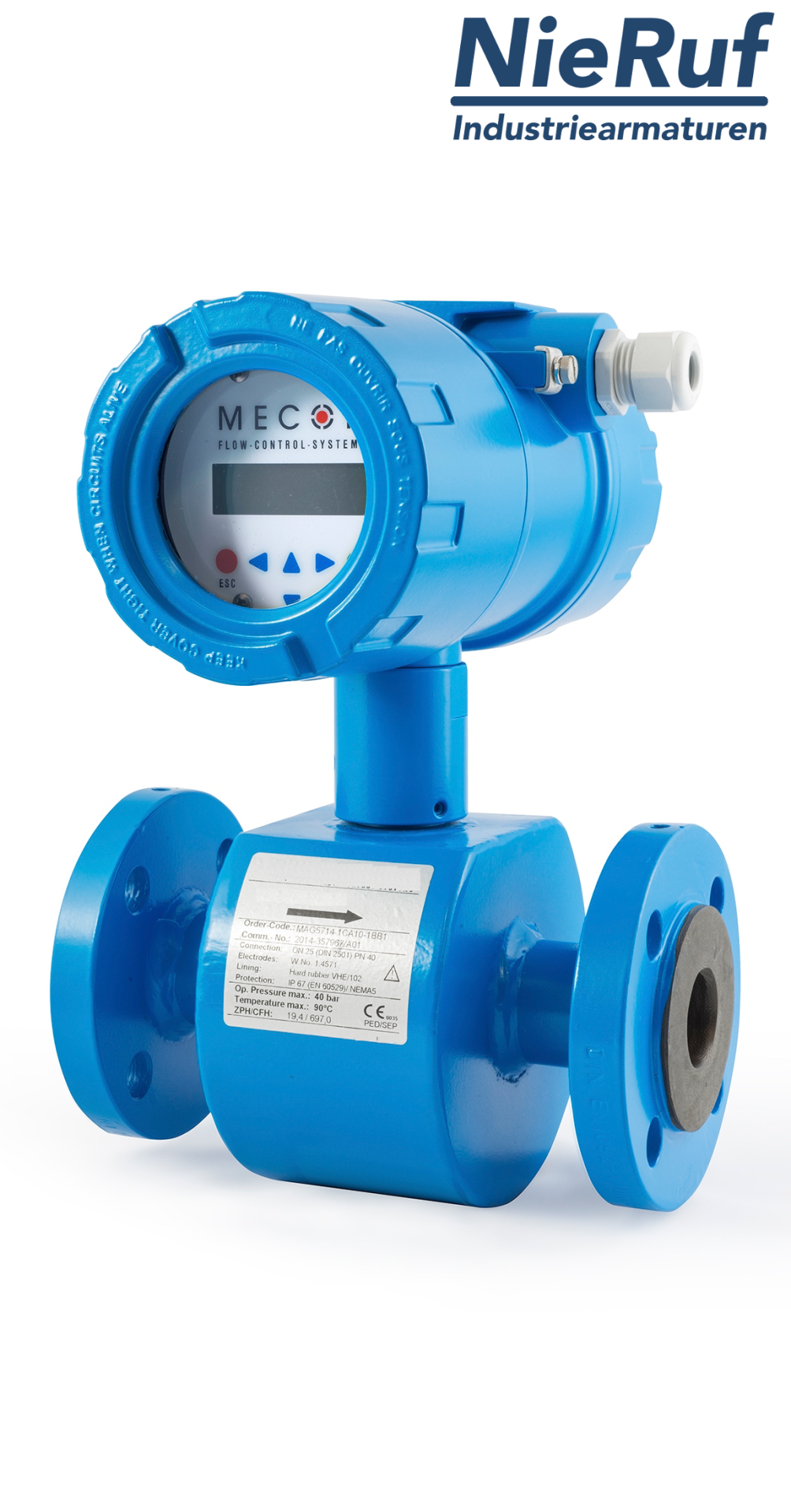 Electromagnetic flow Sensor DN250 MI02, Hard rubber VHE/102 18-36V