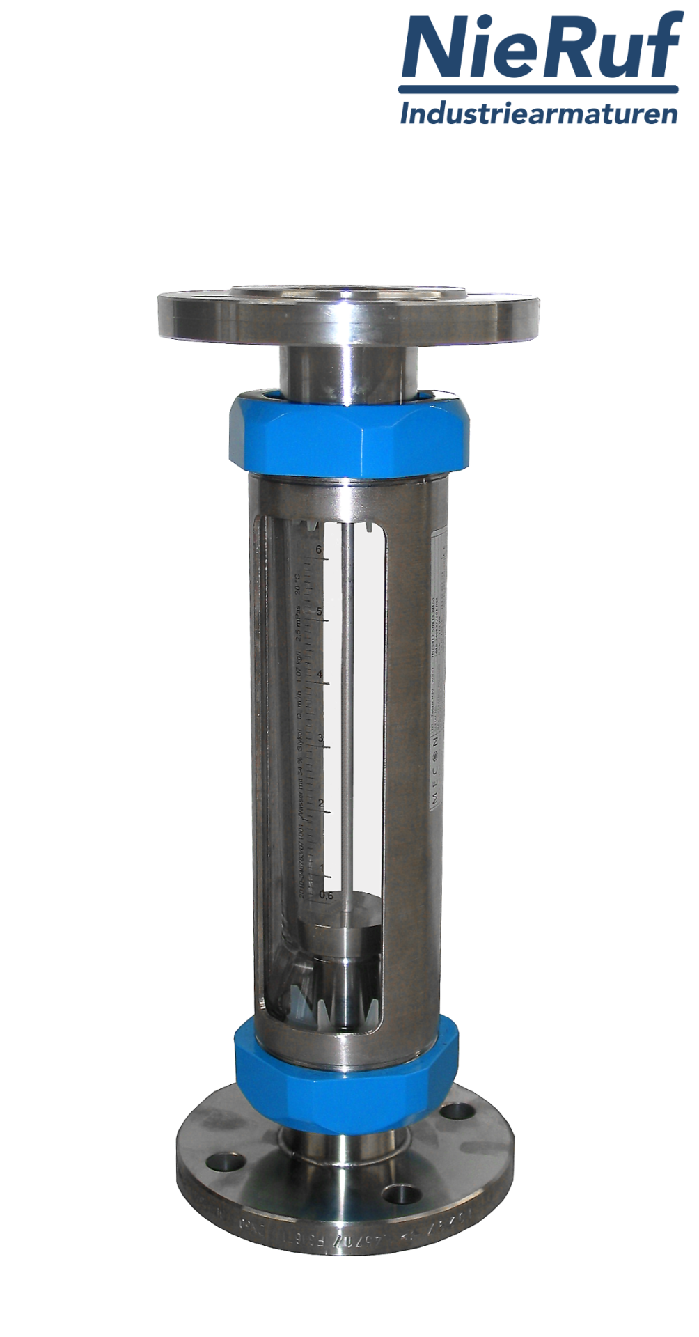 Variable area flowmeter stainless steel + borosilicate flange DN15 31.5 - 315.0 l/h water EPDM