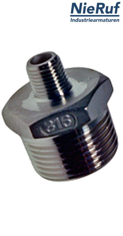 Reduziernippel 3/4" x 1/2" Zoll NPT AG Edelstahl 316L
