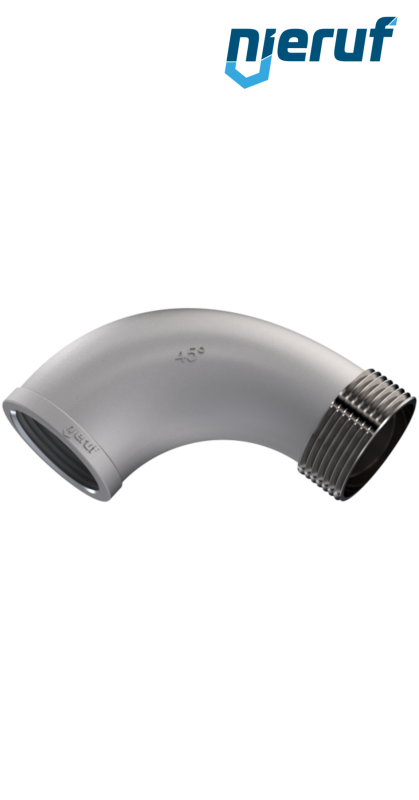 raccord coudé 1/4" pouce acier inoxydable 316 angle de 45° femelle x mâle
