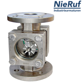 Flansch Schauglas DN32 - 1 1/4" Zoll Grauguss GG25 Natron-Kalk-Glas Version mit PTFE-Rotor