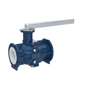 PFA-Flanschkugelhahn FK13 DN80 - 3" Zoll PN10/16 aus Sphäroguss mit Hebelgriff